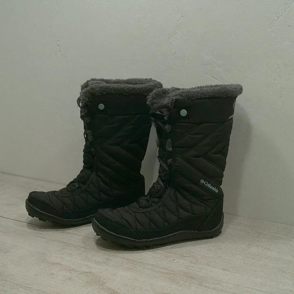 Columbia Gray Tall Lace Up Fur Lined MINX MID II OMNI-HEAT Snow Winter Boot Sz 1